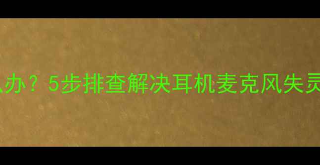 图片 手机麦克风没声音怎么办？5步排查解决耳机麦克风失灵问题（附图文教程）1