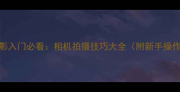 图片 数码摄影入门必看：相机拍摄技巧大全（附新手操作指南）