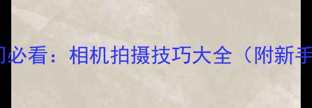图片 数码摄影入门必看：相机拍摄技巧大全（附新手操作指南）1