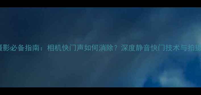 图片 数码摄影必备指南：相机快门声如何消除？深度静音快门技术与拍摄技巧2