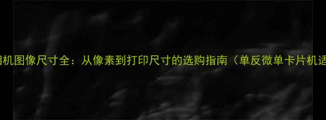 图片 数码相机图像尺寸全：从像素到打印尺寸的选购指南（单反微单卡片机适用）2