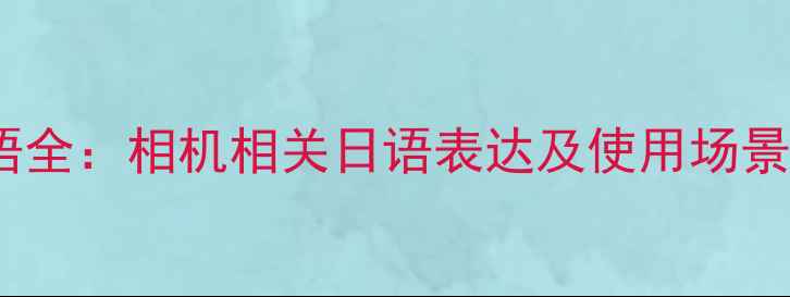 图片 数码相机日语术语全：相机相关日语表达及使用场景（附学习资源）1