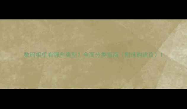 图片 数码相机有哪些类型？全面分类指南（附选购建议）1