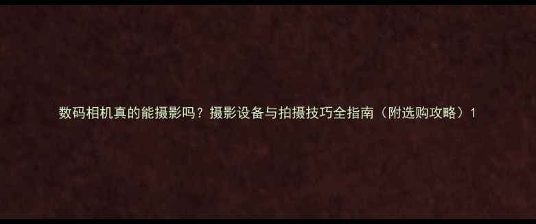 图片 数码相机真的能摄影吗？摄影设备与拍摄技巧全指南（附选购攻略）1