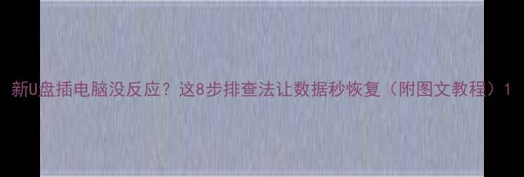 图片 新U盘插电脑没反应？这8步排查法让数据秒恢复（附图文教程）1