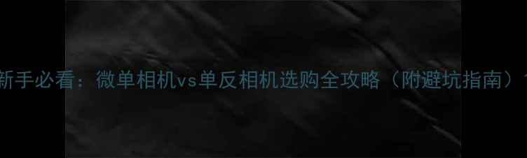 图片 新手必看：微单相机vs单反相机选购全攻略（附避坑指南）1