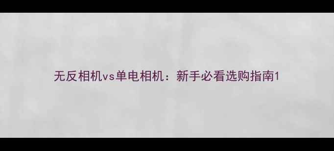 图片 无反相机vs单电相机：新手必看选购指南1