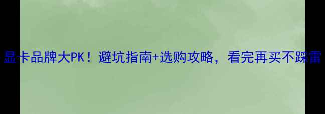 图片 显卡品牌大PK！避坑指南+选购攻略，看完再买不踩雷