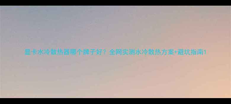 图片 显卡水冷散热器哪个牌子好？全网实测水冷散热方案+避坑指南1