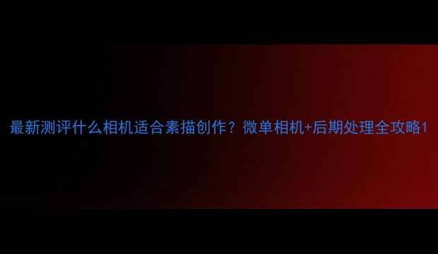图片 最新测评什么相机适合素描创作？微单相机+后期处理全攻略1