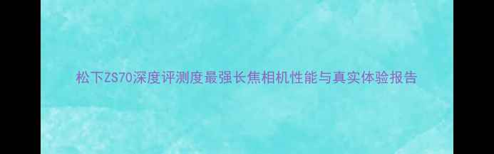 图片 松下ZS70深度评测度最强长焦相机性能与真实体验报告