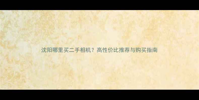 图片 沈阳哪里买二手相机？高性价比推荐与购买指南