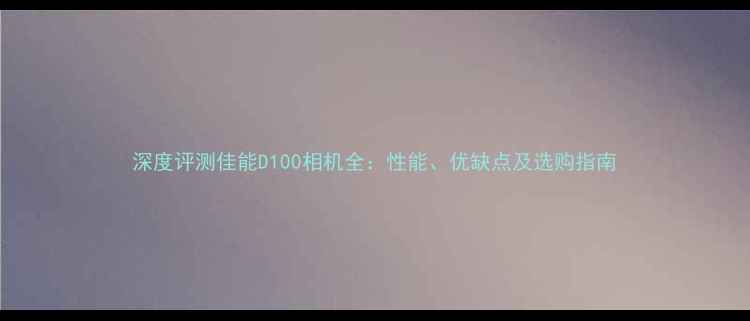 图片 深度评测佳能D100相机全：性能、优缺点及选购指南