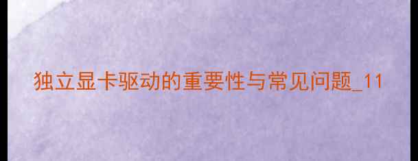 独立显卡驱动的重要性与常见问题1