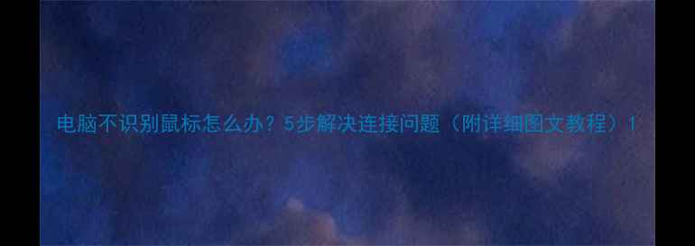 图片 电脑不识别鼠标怎么办？5步解决连接问题（附详细图文教程）1