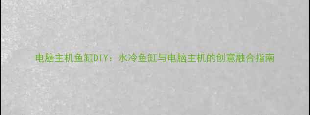 图片 电脑主机鱼缸DIY：水冷鱼缸与电脑主机的创意融合指南