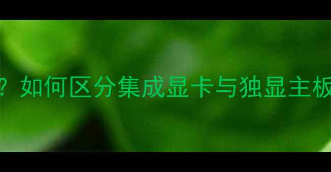 图片 电脑主板带独立显卡吗？如何区分集成显卡与独显主板？性能对比与选购指南