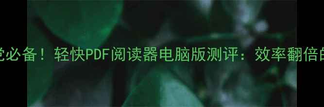 图片 电脑党必备！轻快PDF阅读器电脑版测评：效率翻倍的神器