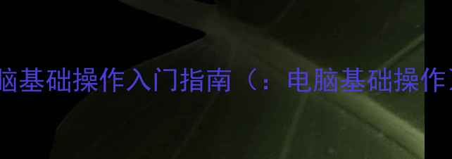 图片 电脑基础操作入门指南（：电脑基础操作）1
