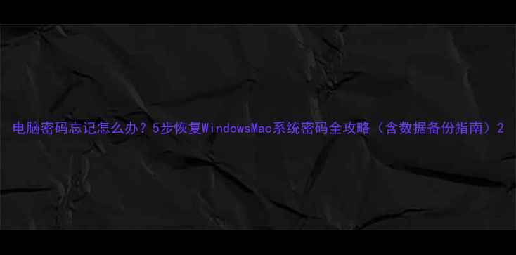 图片 电脑密码忘记怎么办？5步恢复WindowsMac系统密码全攻略（含数据备份指南）2