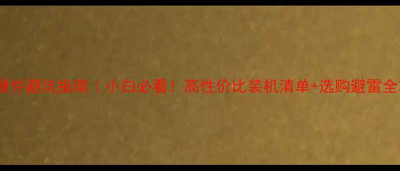 图片 电脑硬件避坑指南｜小白必看！高性价比装机清单+选购避雷全攻略1