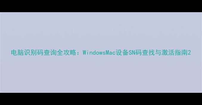 图片 电脑识别码查询全攻略：WindowsMac设备SN码查找与激活指南2
