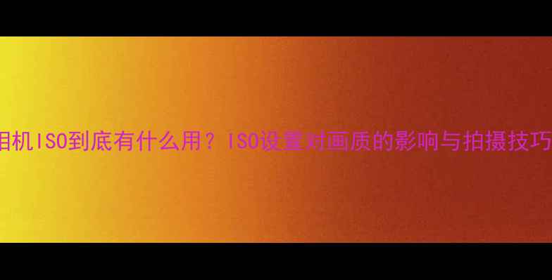 图片 相机ISO到底有什么用？ISO设置对画质的影响与拍摄技巧1