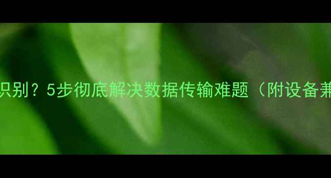 图片 相机USB无法识别？5步彻底解决数据传输难题（附设备兼容性指南）1