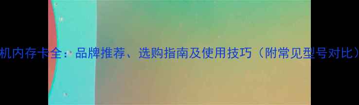 图片 相机内存卡全：品牌推荐、选购指南及使用技巧（附常见型号对比）2
