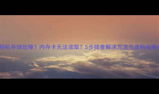 图片 相机存储故障？内存卡无法读取？5步排查解决方法及选购指南1