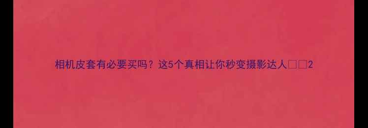 图片 相机皮套有必要买吗？这5个真相让你秒变摄影达人📸✨2