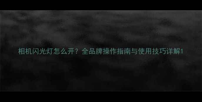 图片 相机闪光灯怎么开？全品牌操作指南与使用技巧详解1