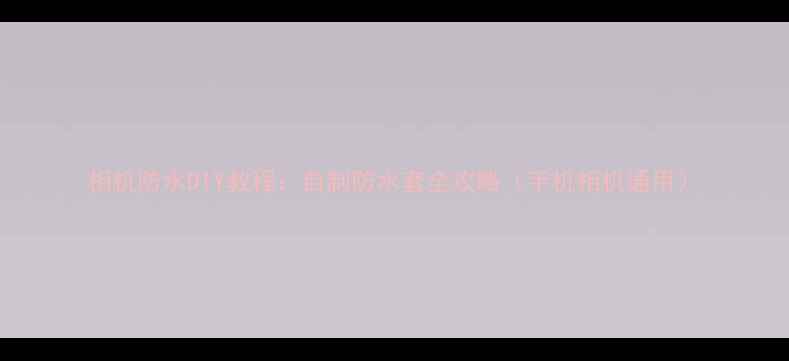 图片 相机防水DIY教程：自制防水套全攻略（手机相机通用）
