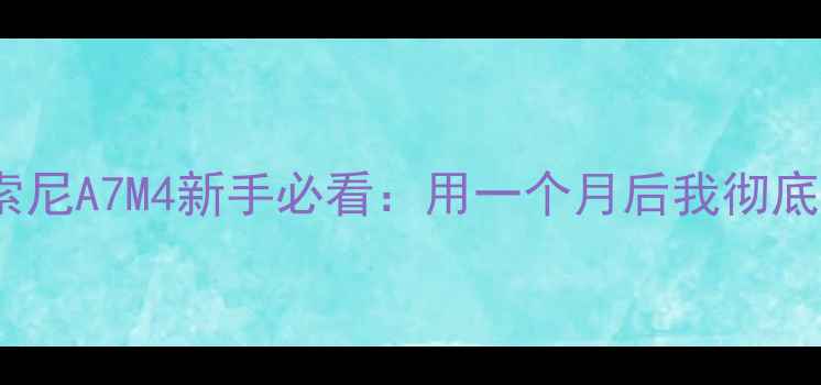 图片 真实测评！索尼A7M4新手必看：用一个月后我彻底被它圈粉了1