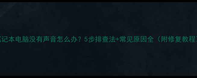 图片 笔记本电脑没有声音怎么办？5步排查法+常见原因全（附修复教程）