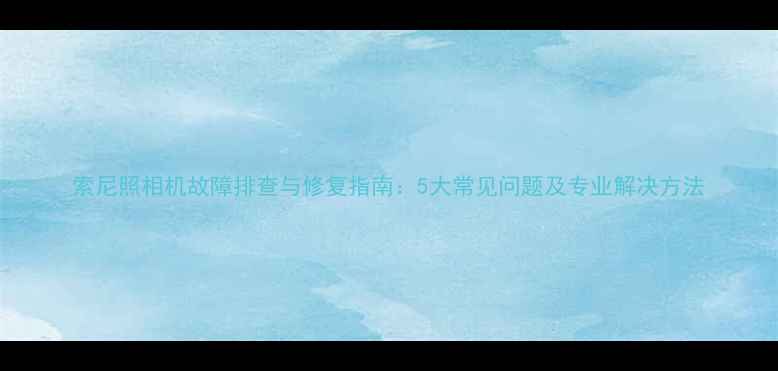 图片 索尼照相机故障排查与修复指南：5大常见问题及专业解决方法