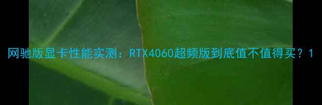 图片 网驰版显卡性能实测：RTX4060超频版到底值不值得买？1