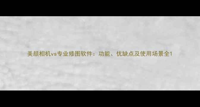 图片 美颜相机vs专业修图软件：功能、优缺点及使用场景全1