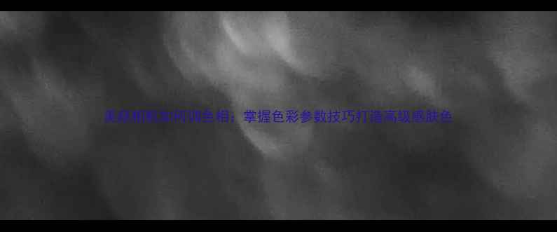 图片 美颜相机如何调色相：掌握色彩参数技巧打造高级感肤色