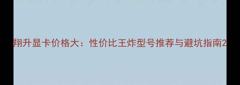 图片 翔升显卡价格大：性价比王炸型号推荐与避坑指南2