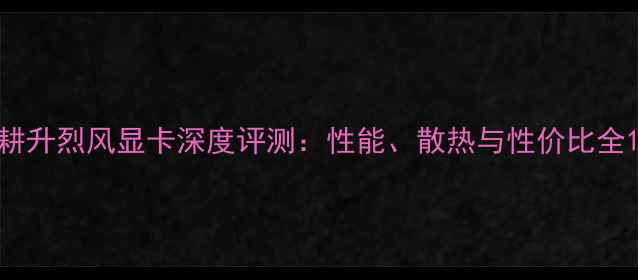 图片 耕升烈风显卡深度评测：性能、散热与性价比全1