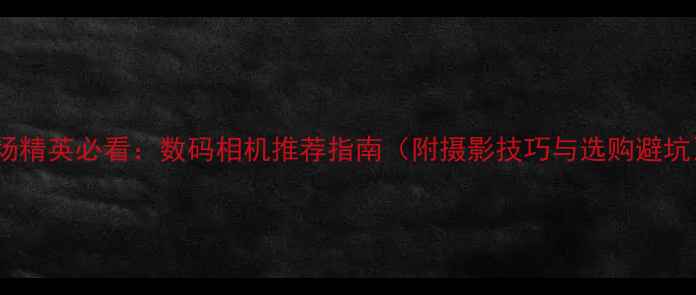 图片 职场精英必看：数码相机推荐指南（附摄影技巧与选购避坑）1