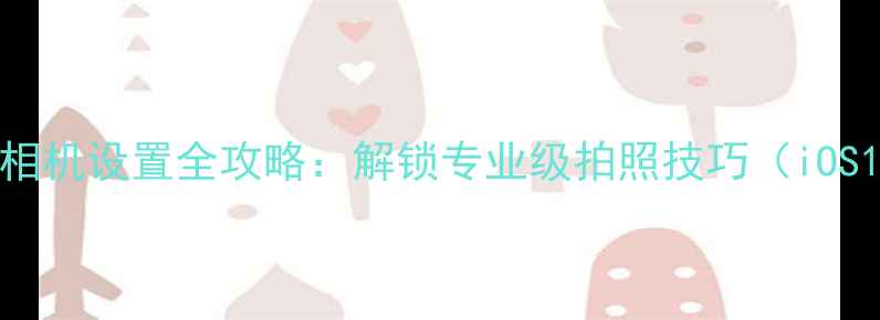 图片 苹果手机相机设置全攻略：解锁专业级拍照技巧（iOS18实测）2