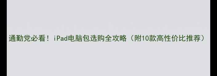 图片 通勤党必看！iPad电脑包选购全攻略（附10款高性价比推荐）