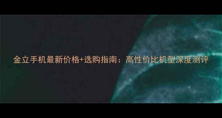 图片 金立手机最新价格+选购指南：高性价比机型深度测评