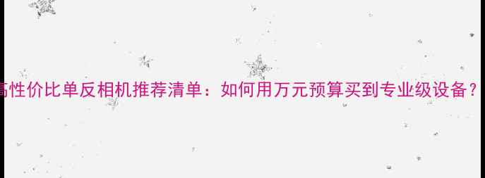 图片 高性价比单反相机推荐清单：如何用万元预算买到专业级设备？2