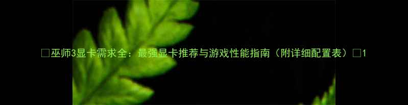 图片 🌟巫师3显卡需求全：最强显卡推荐与游戏性能指南（附详细配置表）🌟1