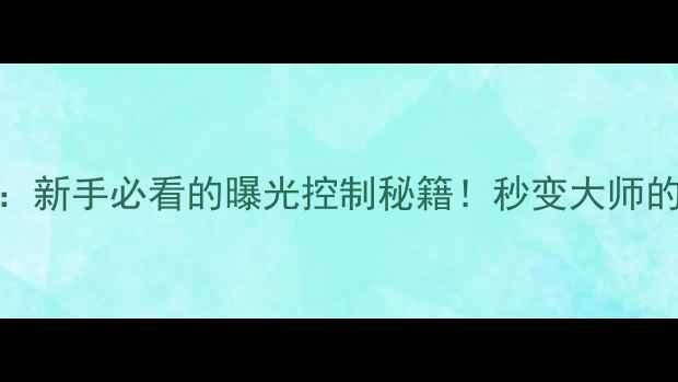 图片 🎯单反相机S档：新手必看的曝光控制秘籍！秒变大师的曝光三要素全2