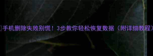 图片 📱手机删除失败别慌！3步教你轻松恢复数据（附详细教程）
