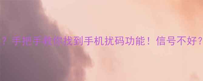 图片 📱手机扰码在哪里？手把手教你找到手机扰码功能！信号不好？这些设置能救命1